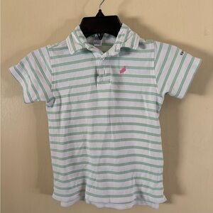 The Beaufort Bonnet Company White and Green Striped Polo